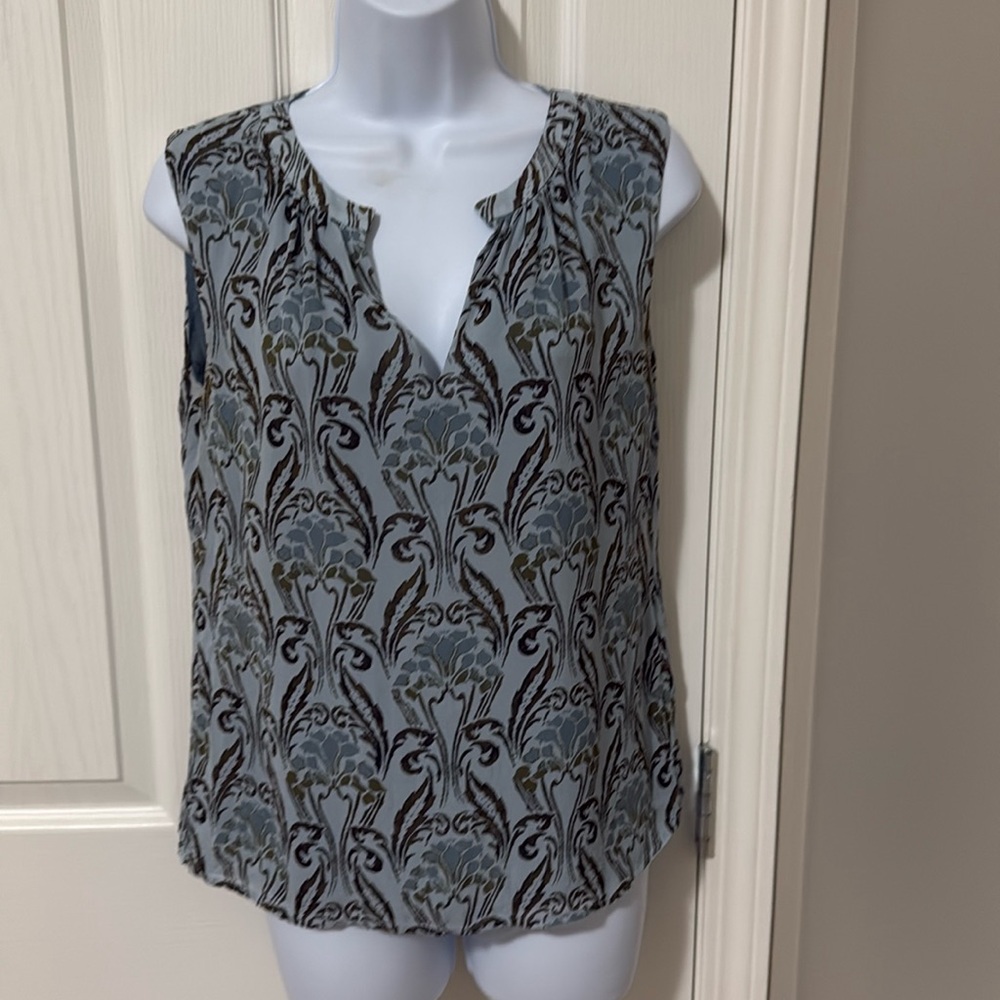 TORY BURCH—-Silk Floral Print Sleeveless Top